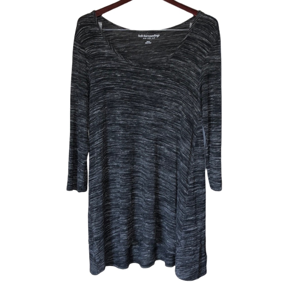 Soft Surroundings Black & White Marled Tunic Top (M)
